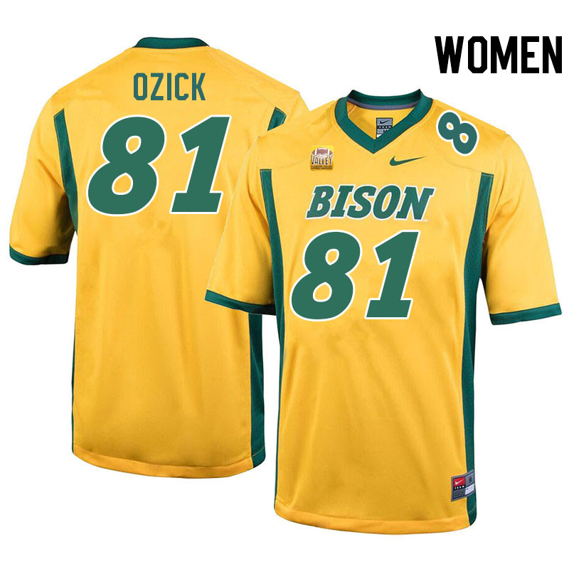 Women #81 Eli Ozick North Dakota State Bison College Football Jerseys Stitched-Yellow